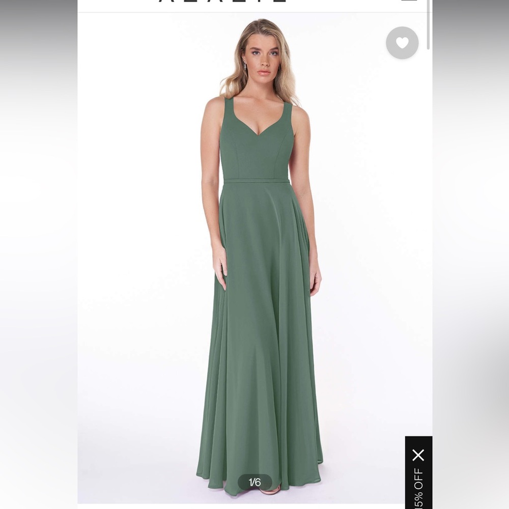Azazie Briena Bridesmaid Dress Size 0 in the color Eucalyptus